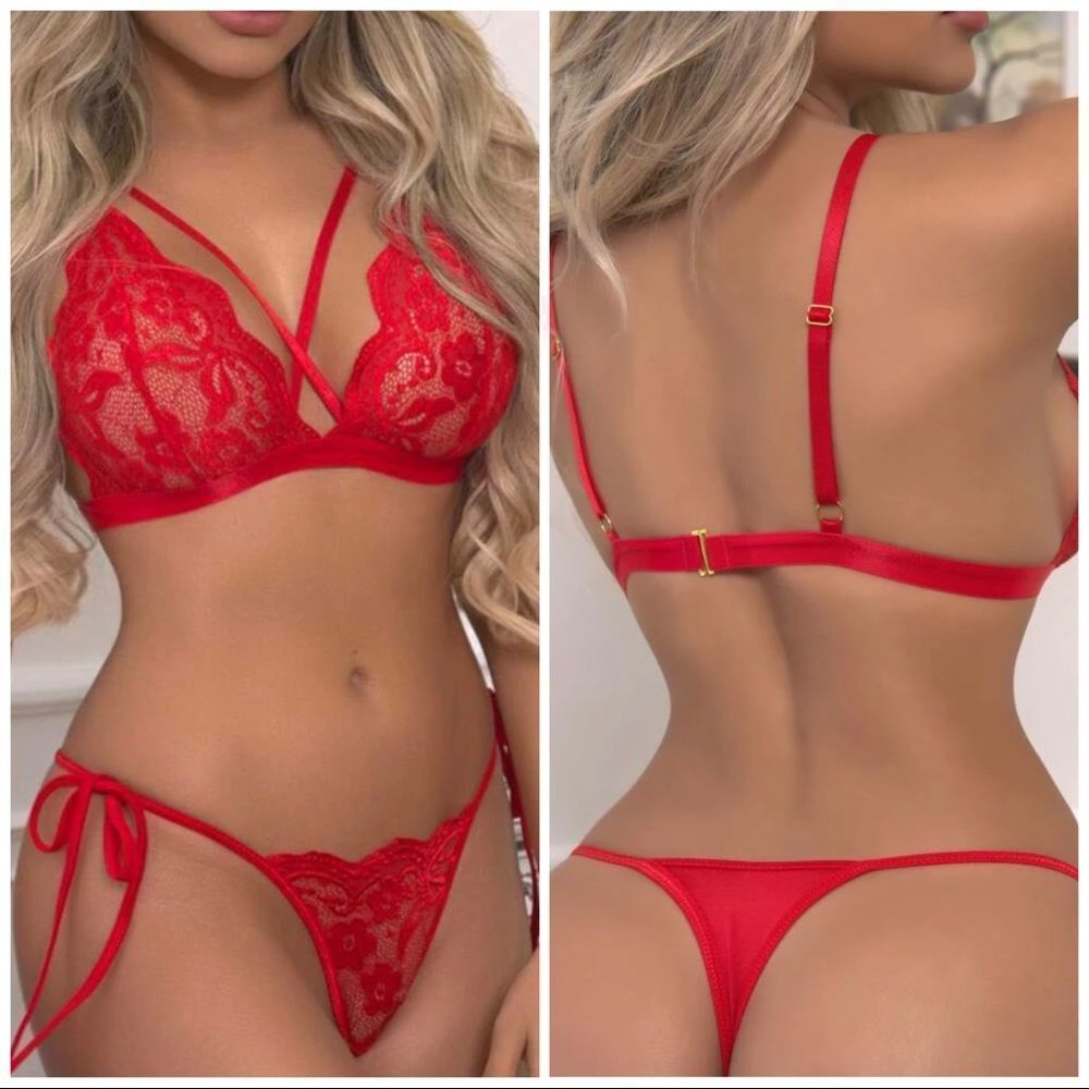 Lingerie set - NEW floral lace scallop trim lingerie set
